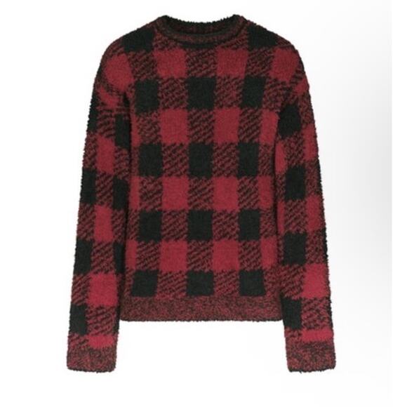 Skims cozy knit buffalo check cozy knit pullover Very oversized L/XL NWT - Picture 2 of 8